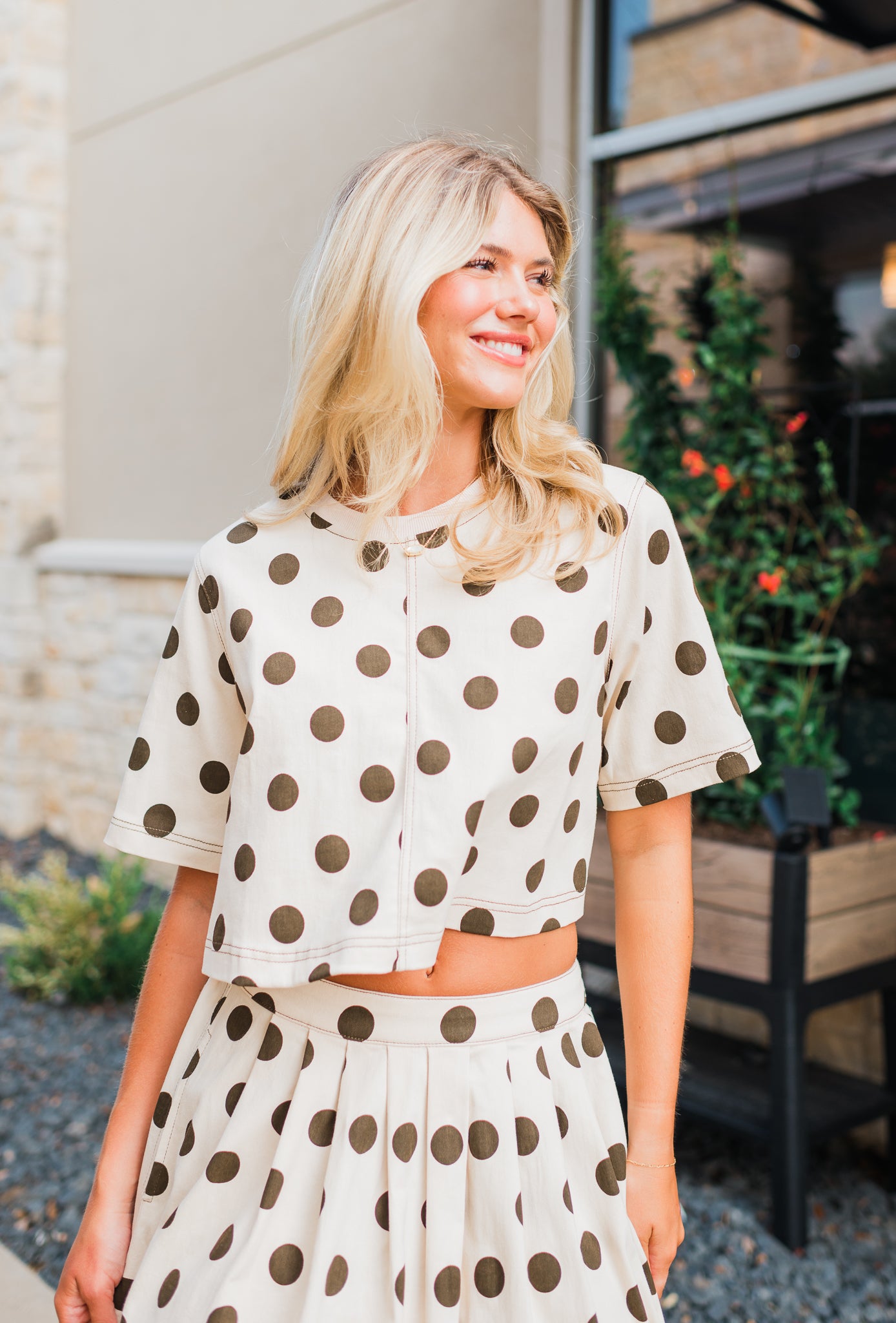 Tinsley Top | Ecru Polka Dot
