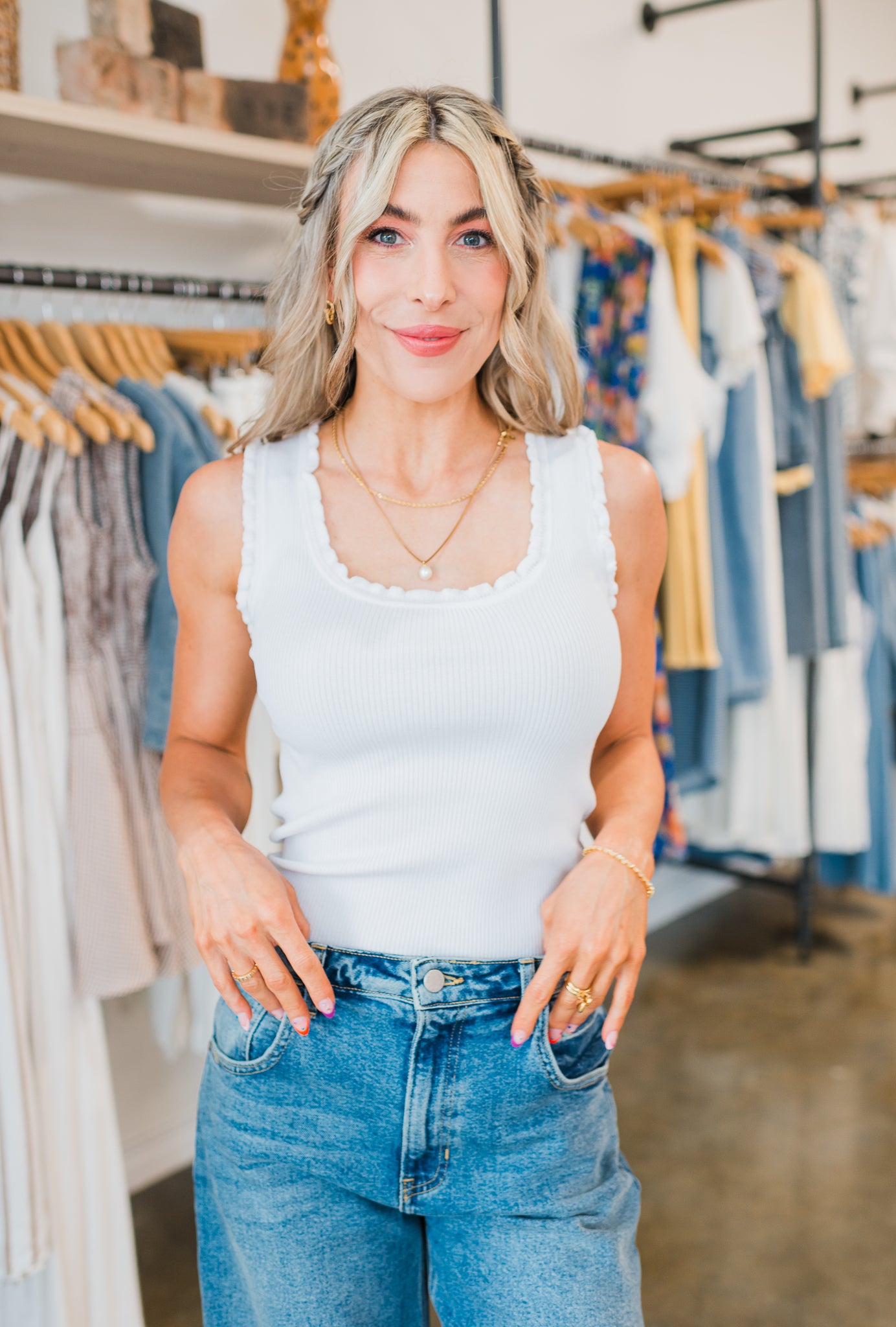 Molly Bracken | Keri Ribbed Tank  | White