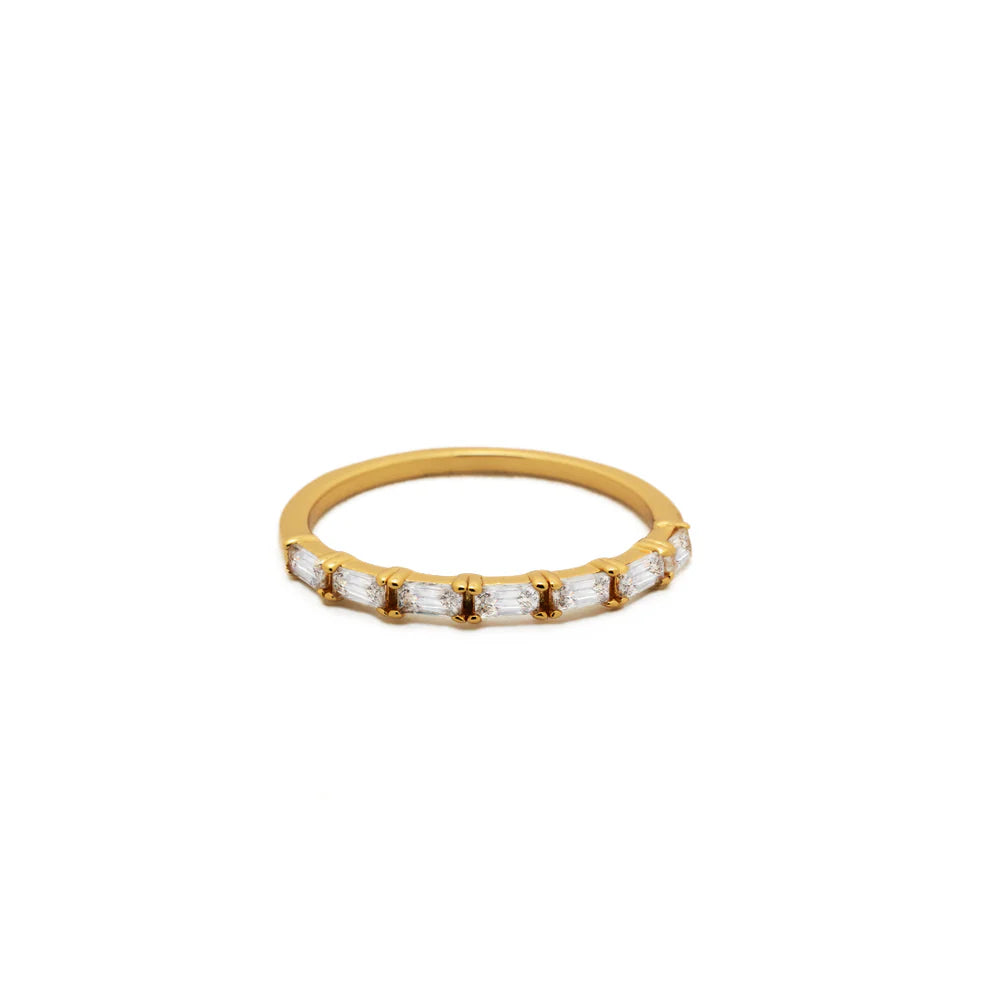 18K Gold Plated Ring | Slim Baguette Tennis Ring