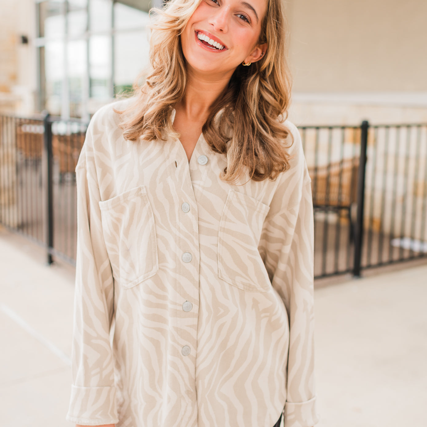 All Day Knit Zebra Jacket | Soapstone