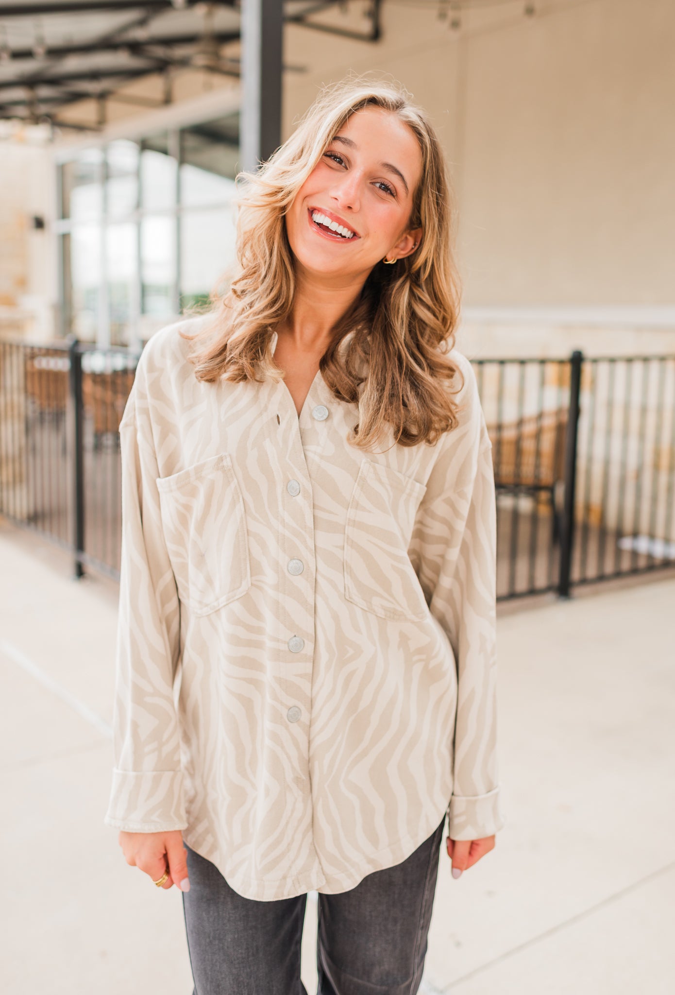 All Day Knit Zebra Jacket | Soapstone