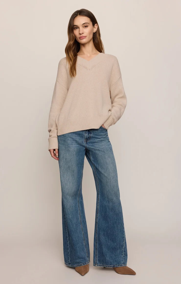 Z Supply | Cloud Spun V-neck Sweater | Frosted Pearl