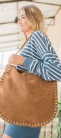 Raine Rivet Bag | Camel Suede