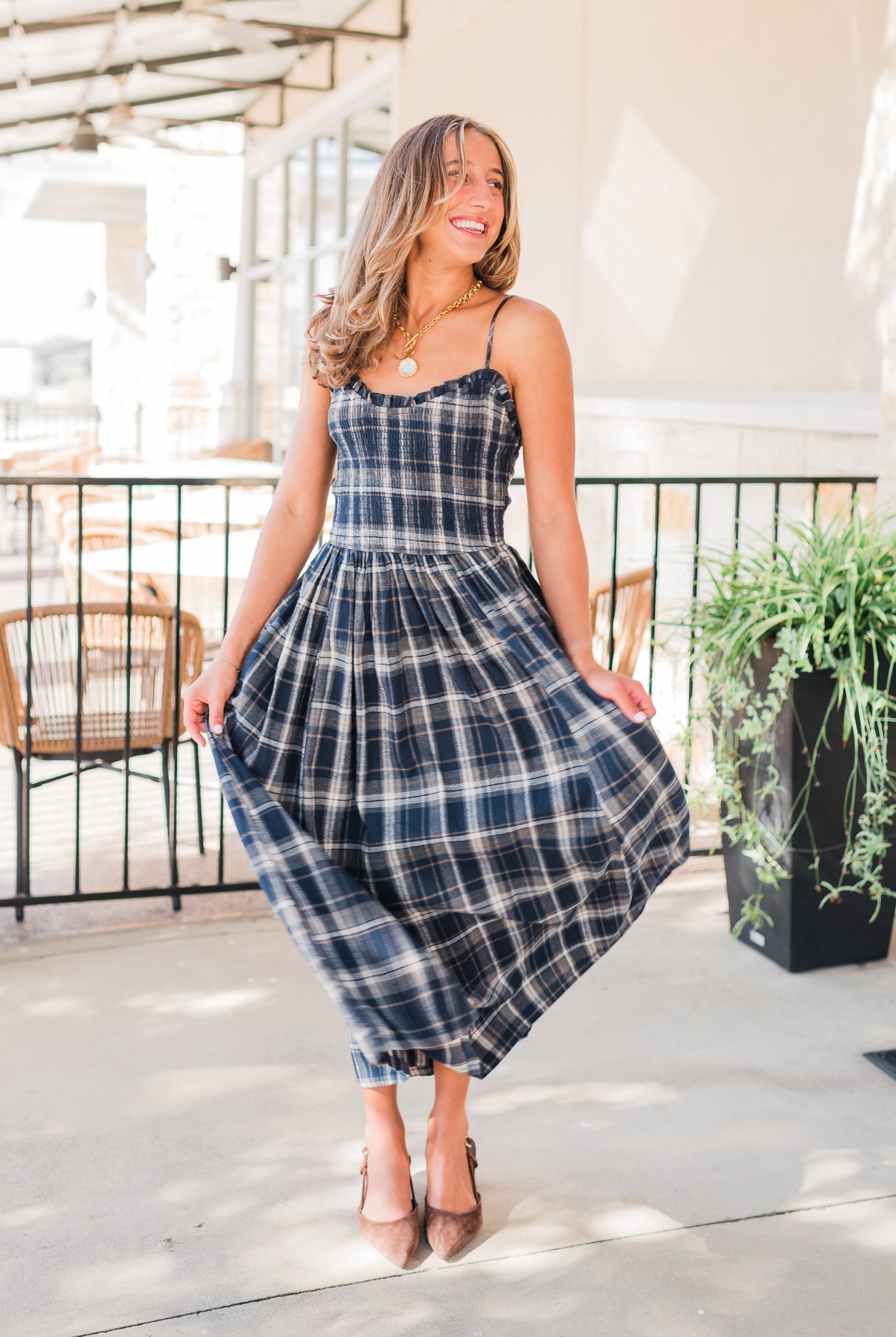 Evie Dress | Navy Plaid