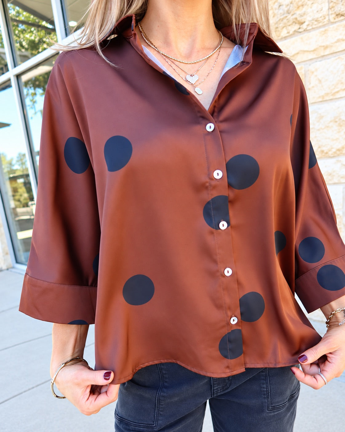 Kenley Top | Brown Dots
