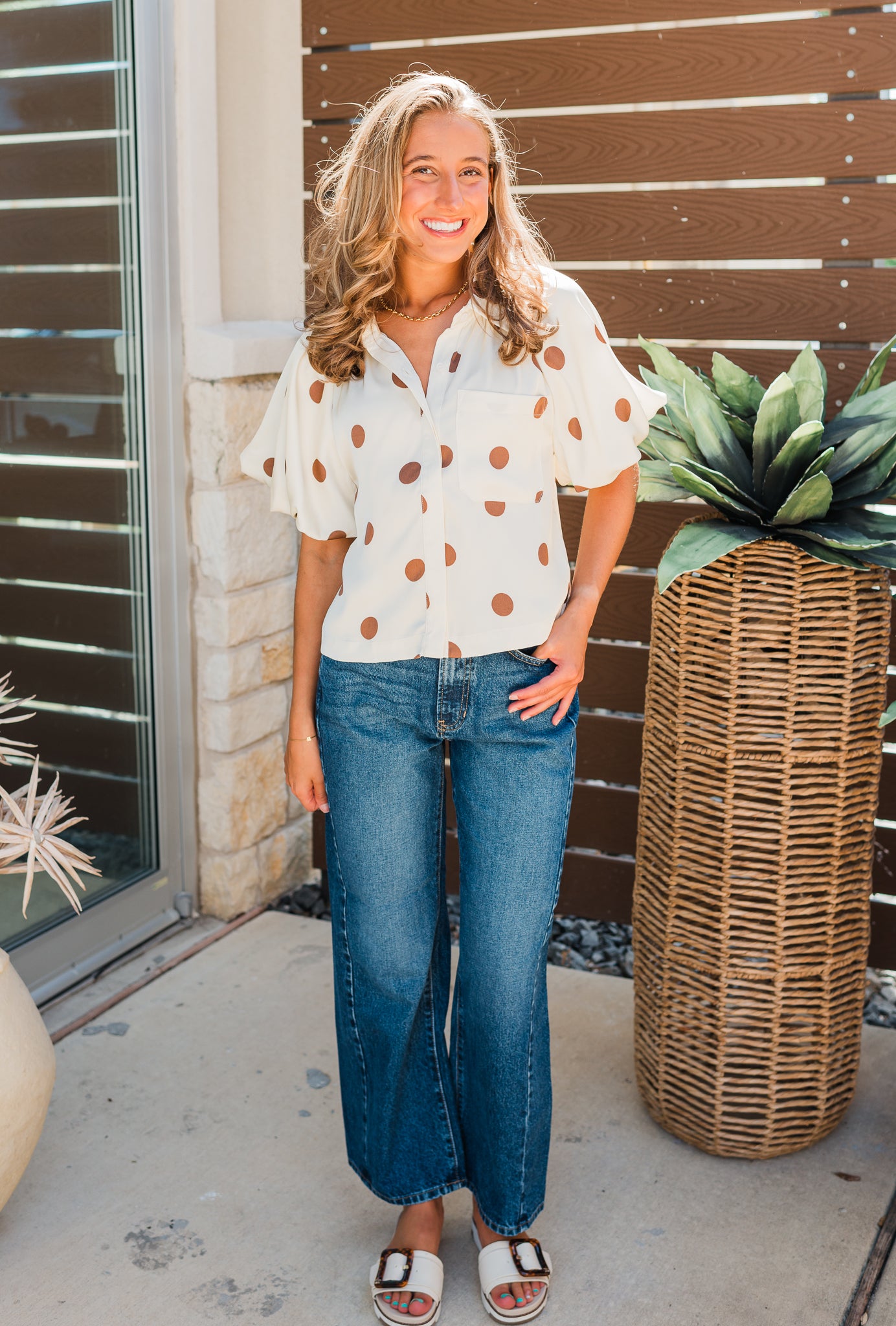 Riley Top | Ecru Dots