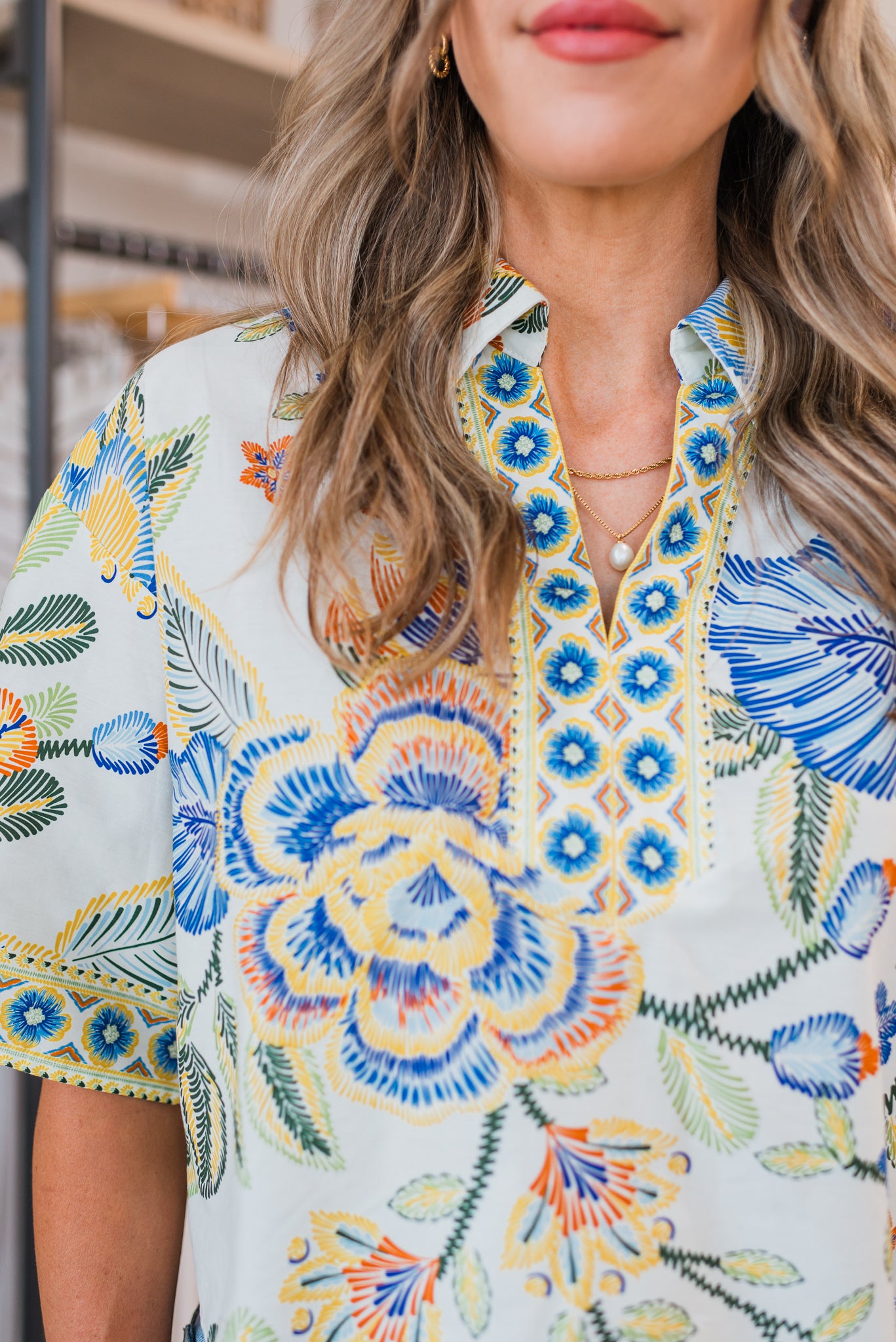 Palm Paradise Top | Blue Mix