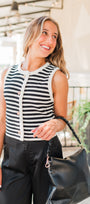 Keri Sweater Vest | Black + Ivory