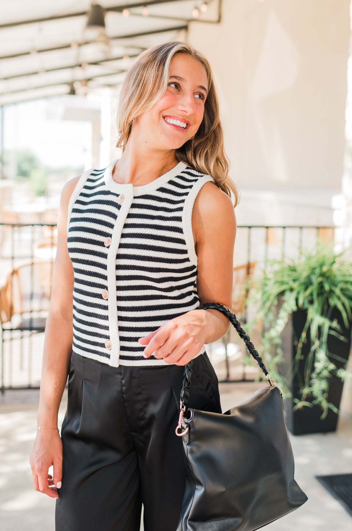 Keri Sweater Vest | Black + Ivory
