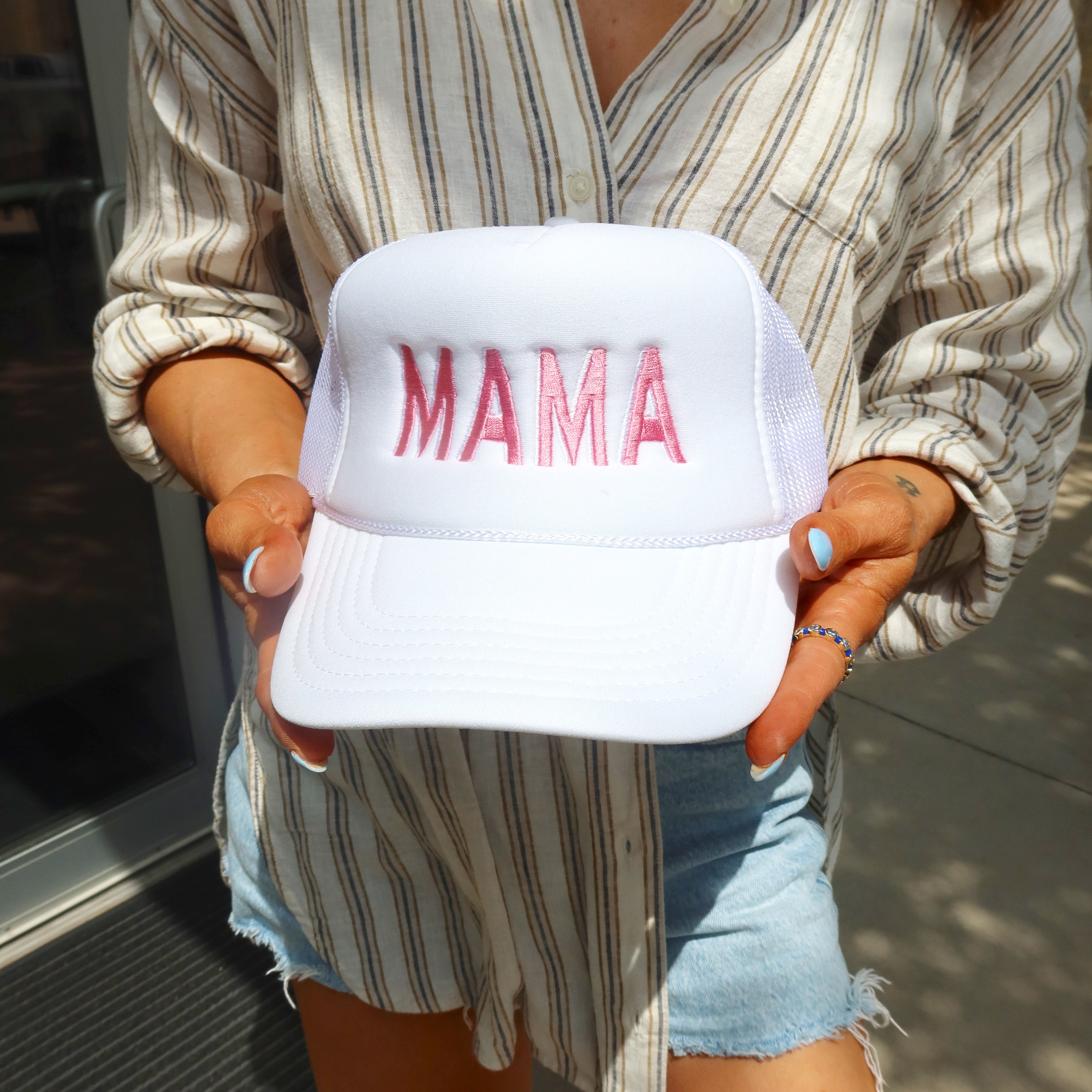 MAMA Trucker Hat | Pink + White