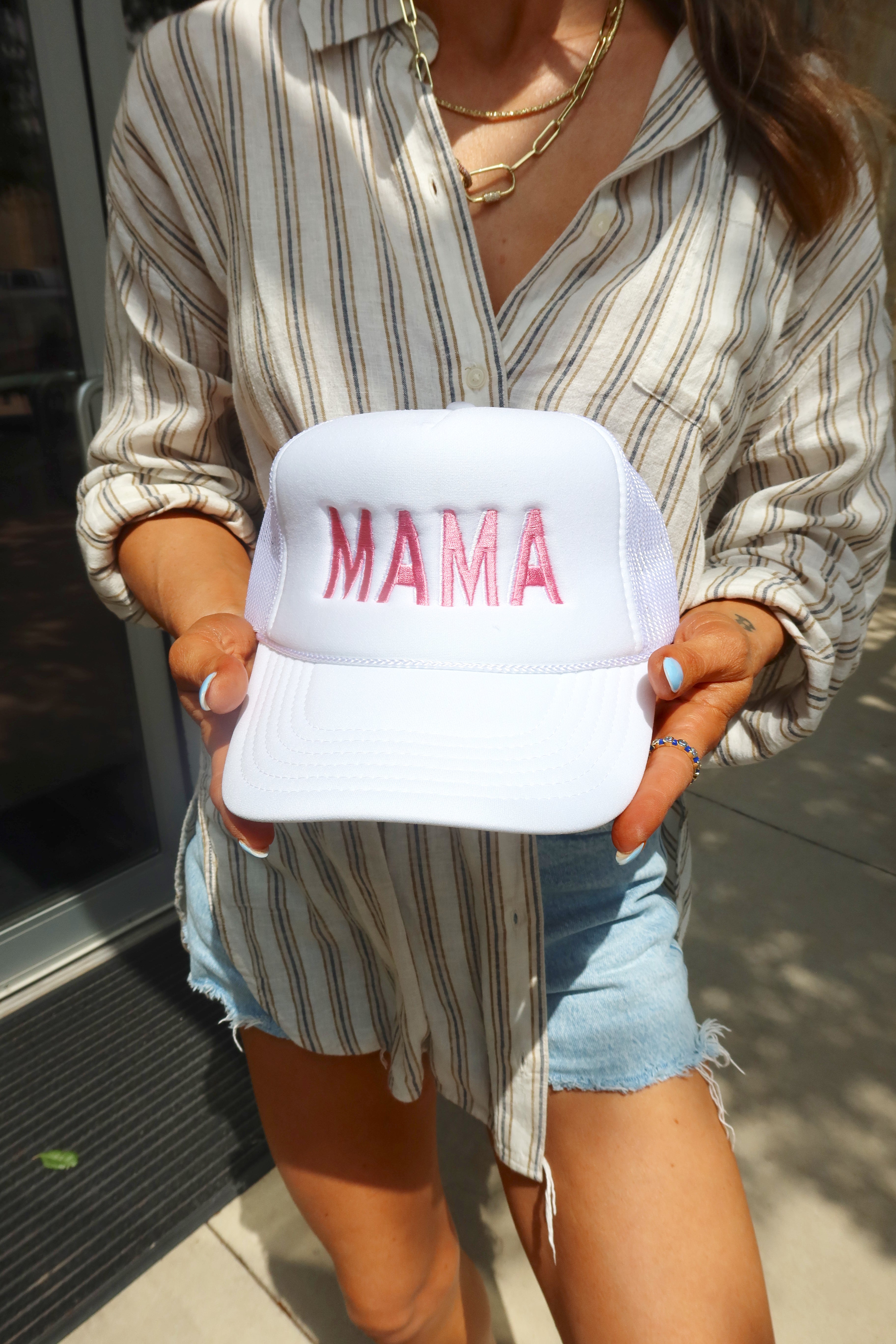MAMA Trucker Hat | Pink + White