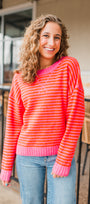 Gemma Sweater | Red + Pink Stripe