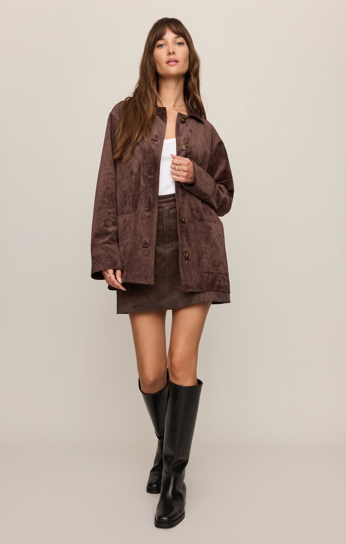 Z Supply | Perri Suede Mini Skirt | Dark Chocolate