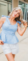 Britney Top | Blue Gingham