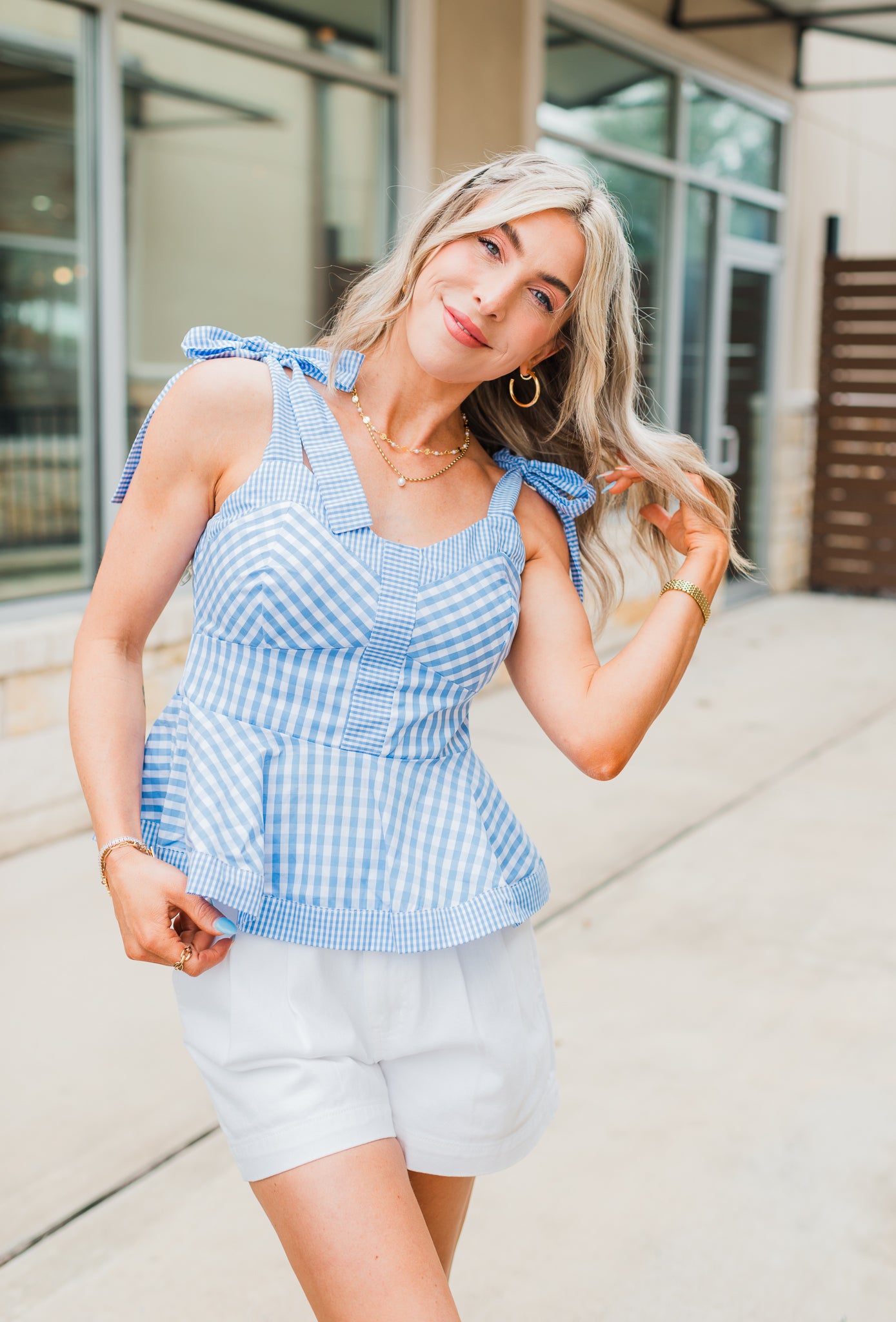 Britney Top | Blue Gingham
