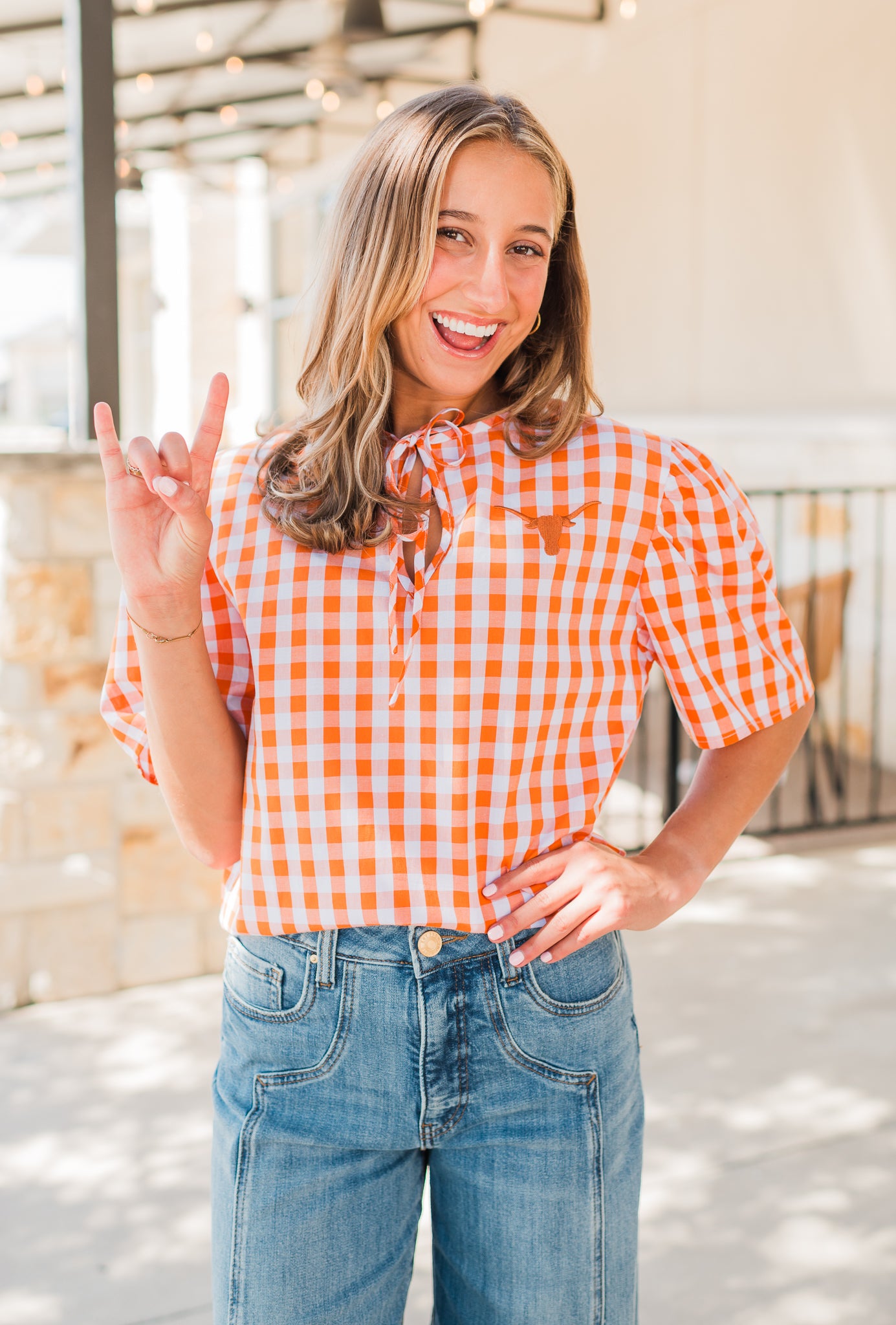 Gingham Blouse | Texas Longhorns