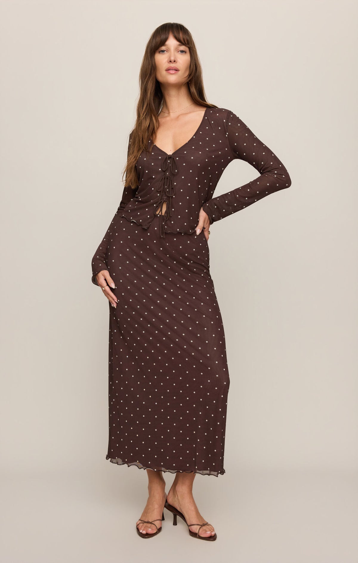 Z Supply | Amara Polka Dot Top | Dark Chocolate