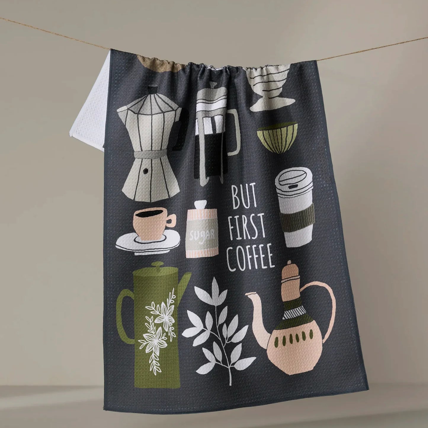 Geometry Tea Towel | But First, Coffee