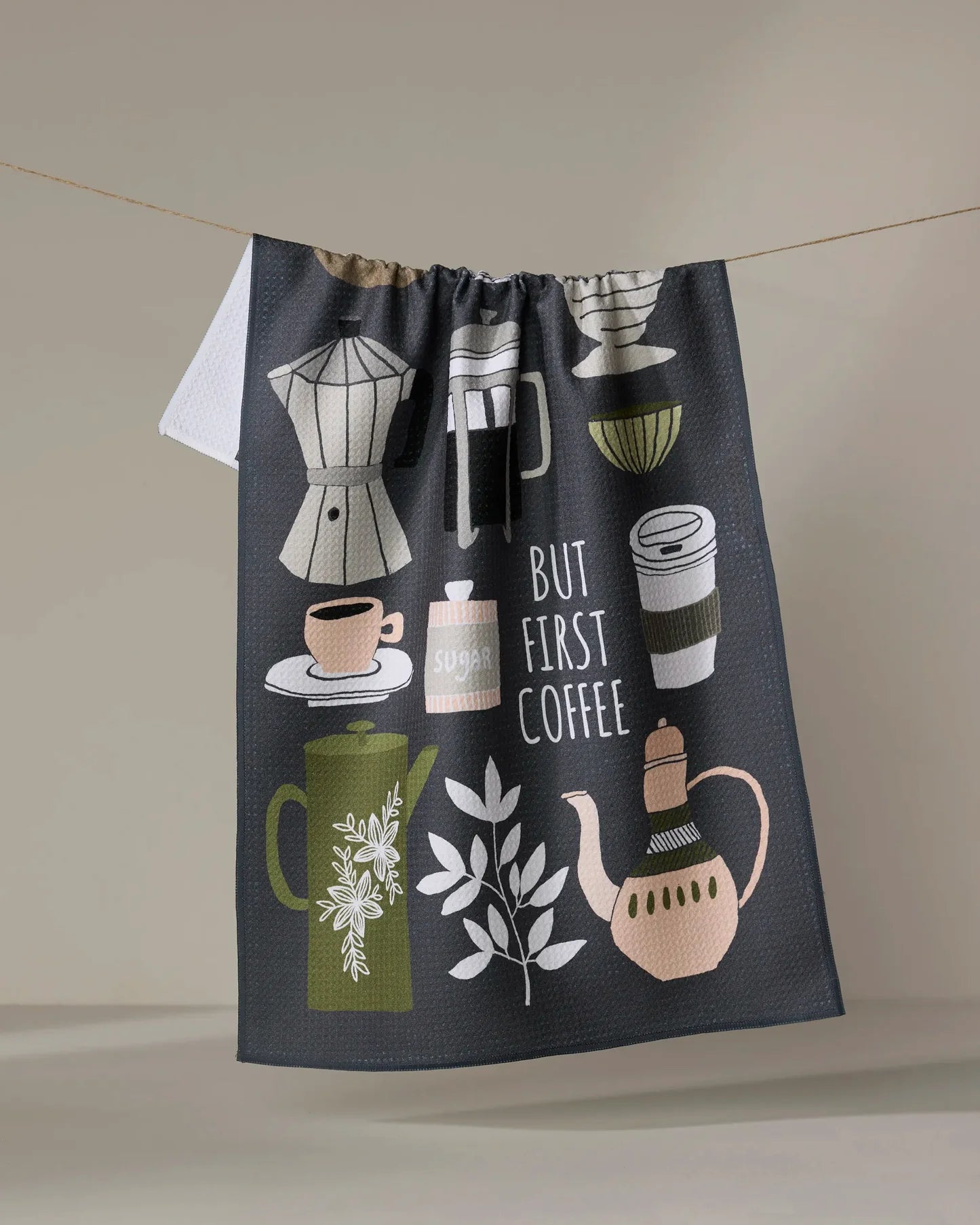 Geometry Tea Towel | But First, Coffee