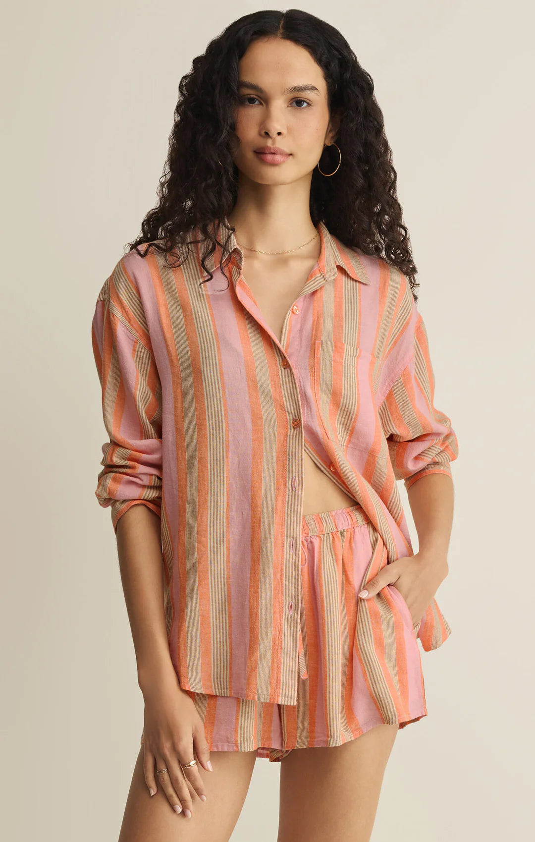 Z Supply | Perfect Linen Striped Top | Tiger Lily