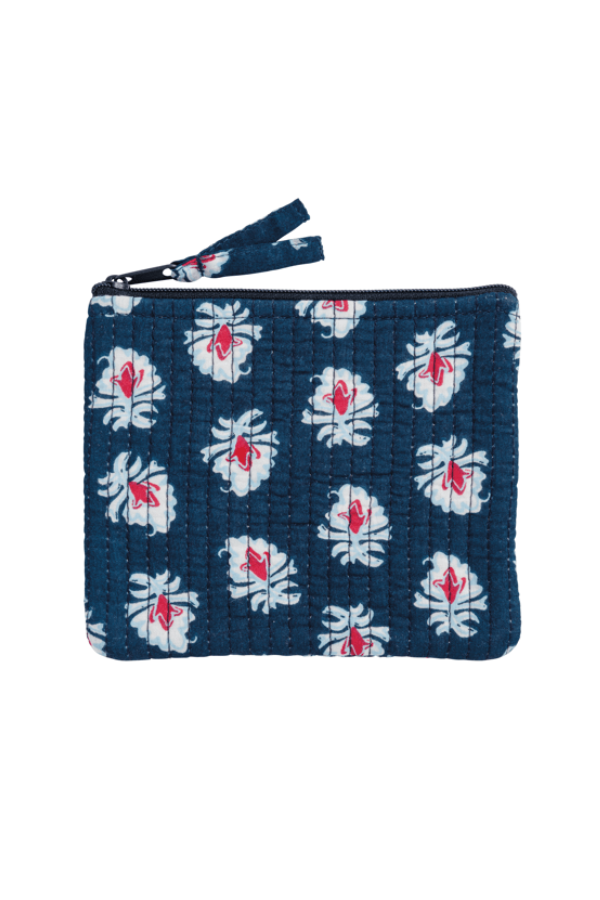 Block Print Quilted Pouch | Navy Americana