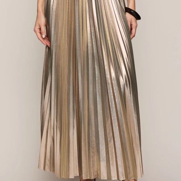 Starlit Soiree Pleated Skirt | Gold