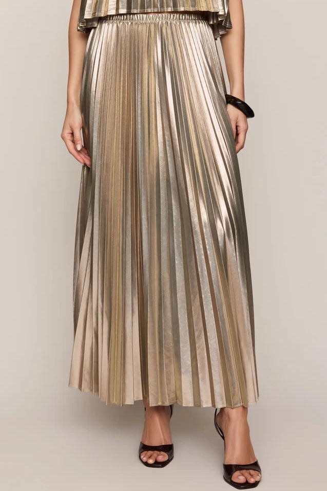 Starlit Soiree Pleated Skirt | Gold