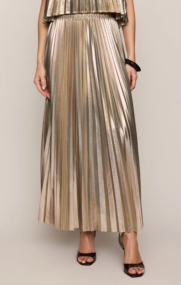 Starlit Soiree Pleated Skirt | Gold