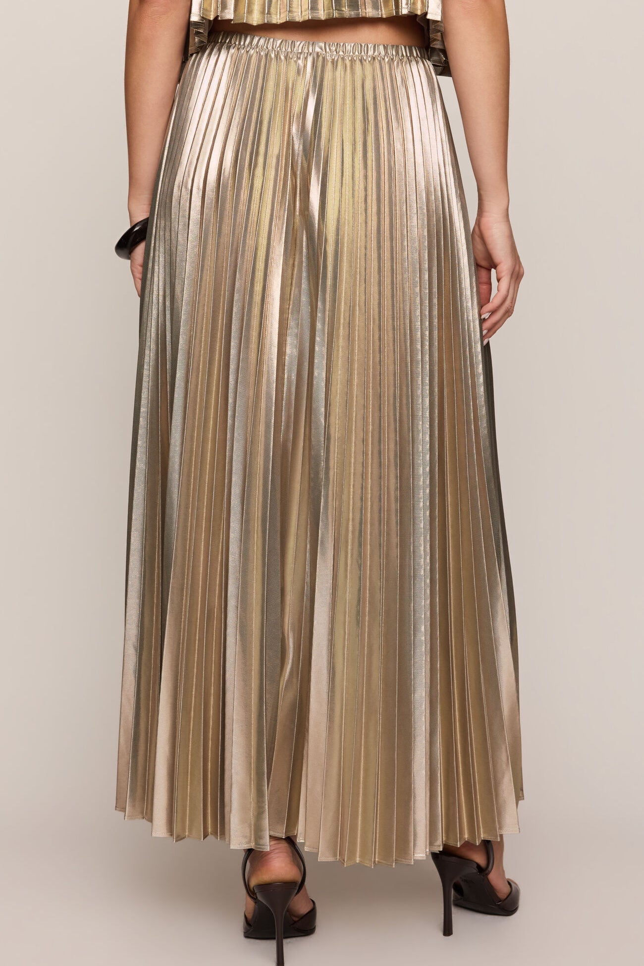 Starlit Soiree Pleated Skirt | Gold