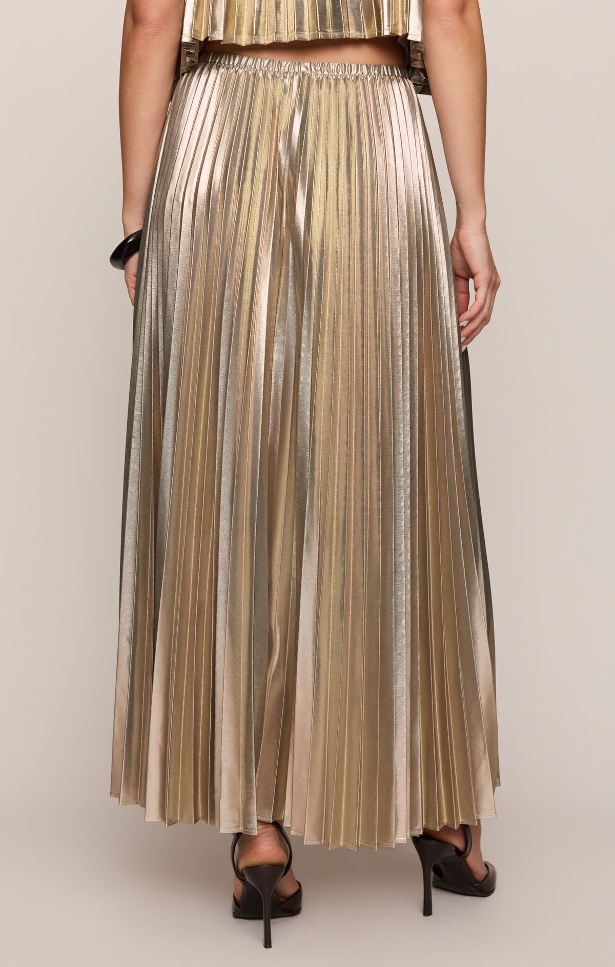 Starlit Soiree Pleated Skirt | Gold