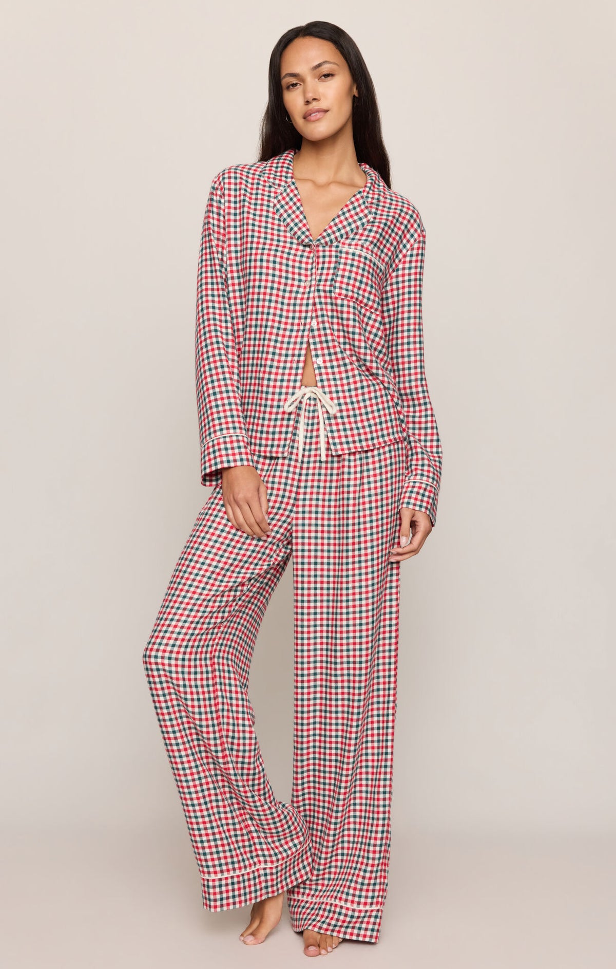 Jolly Gingham PJ Top | Ruby Red