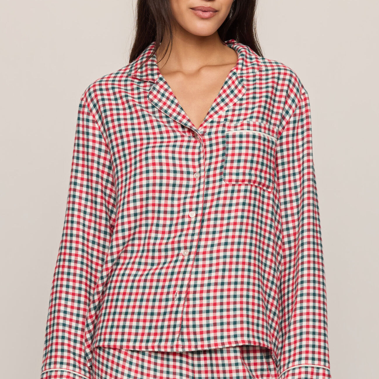 Jolly Gingham PJ Top | Ruby Red