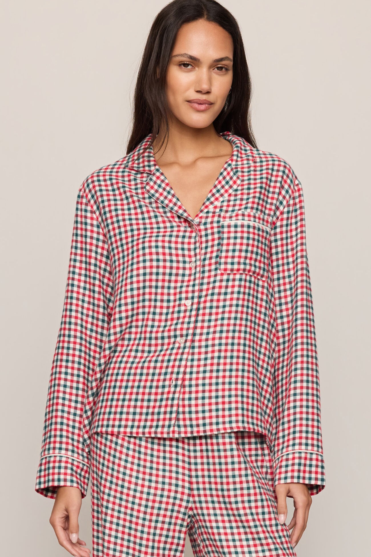 Jolly Gingham PJ Top | Ruby Red