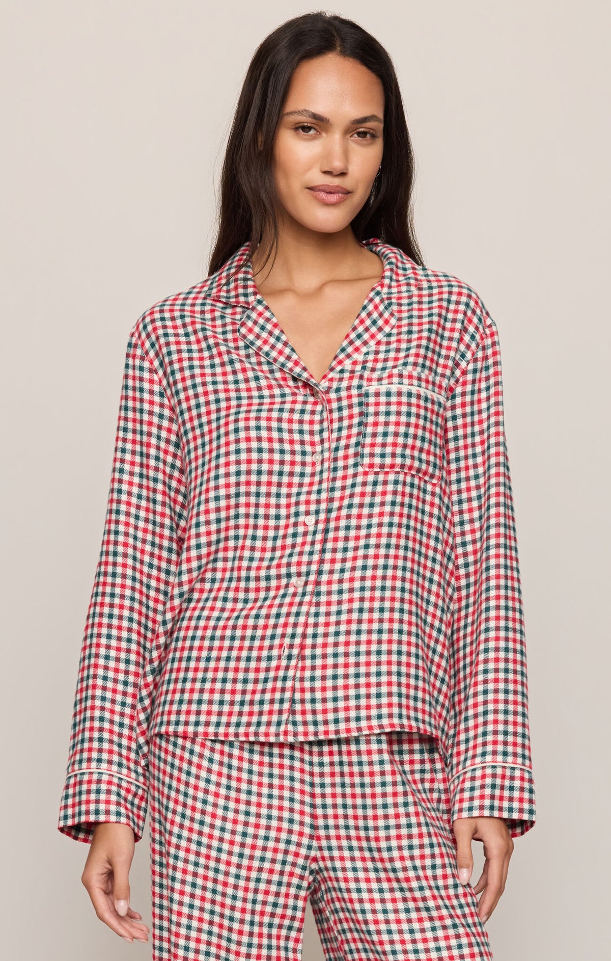 Jolly Gingham PJ Top | Ruby Red