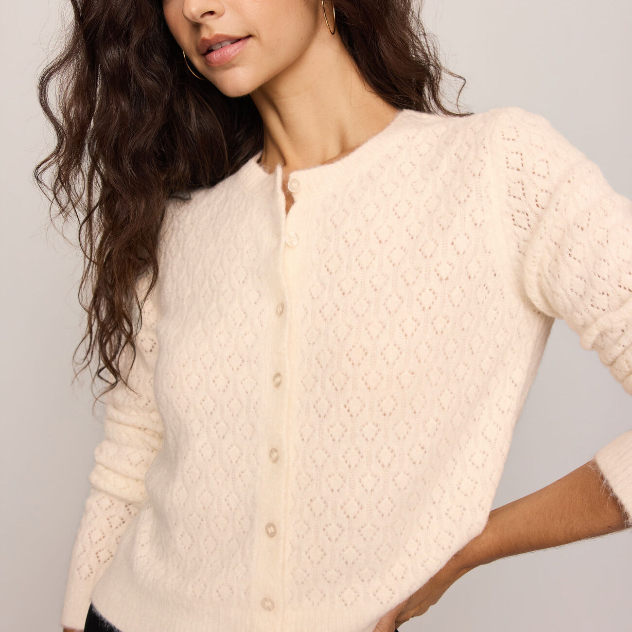 Medina Open Knit Cardigan | Sandstone