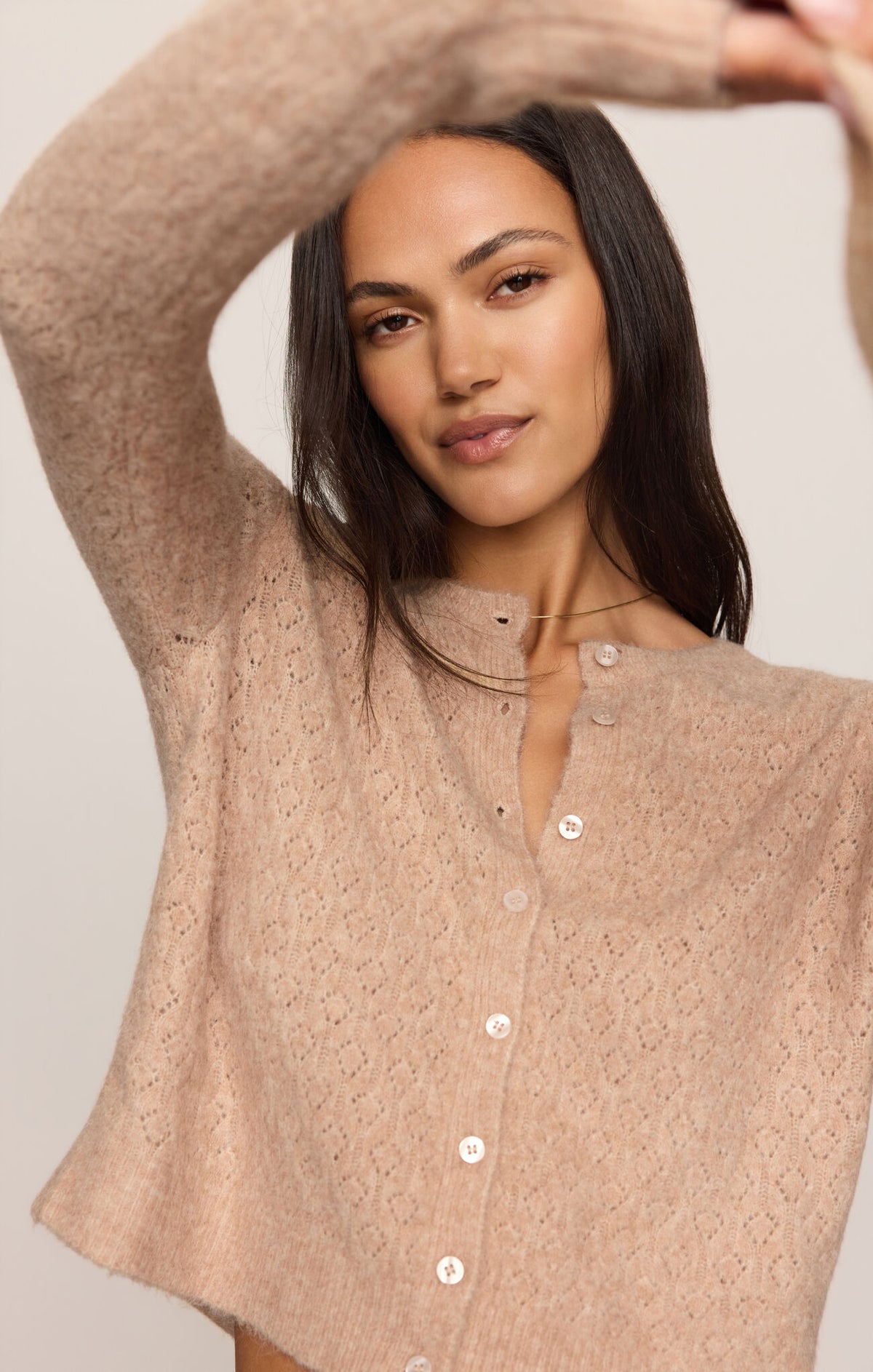 Medina Open Knit Cardigan | Toasted Almond