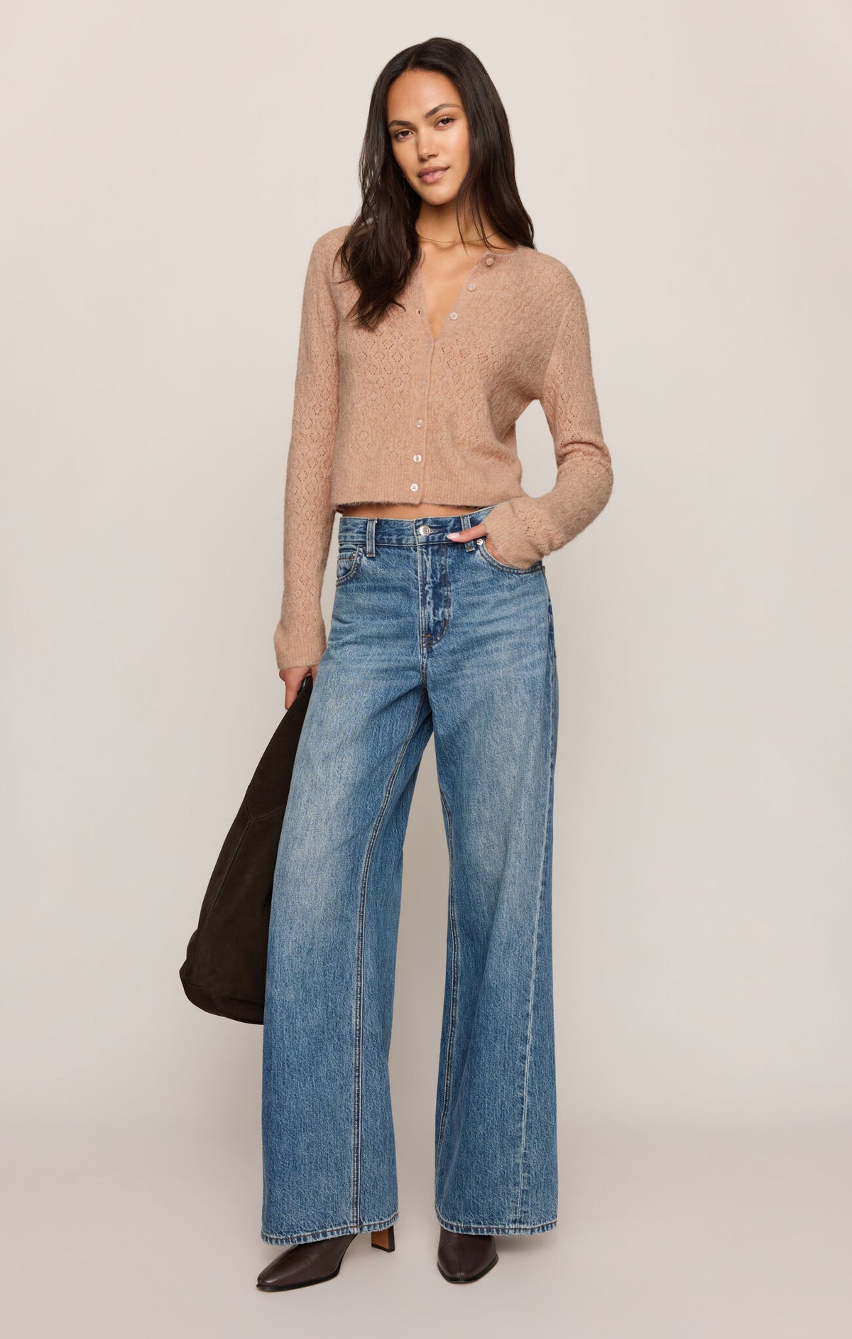 Medina Open Knit Cardigan | Toasted Almond