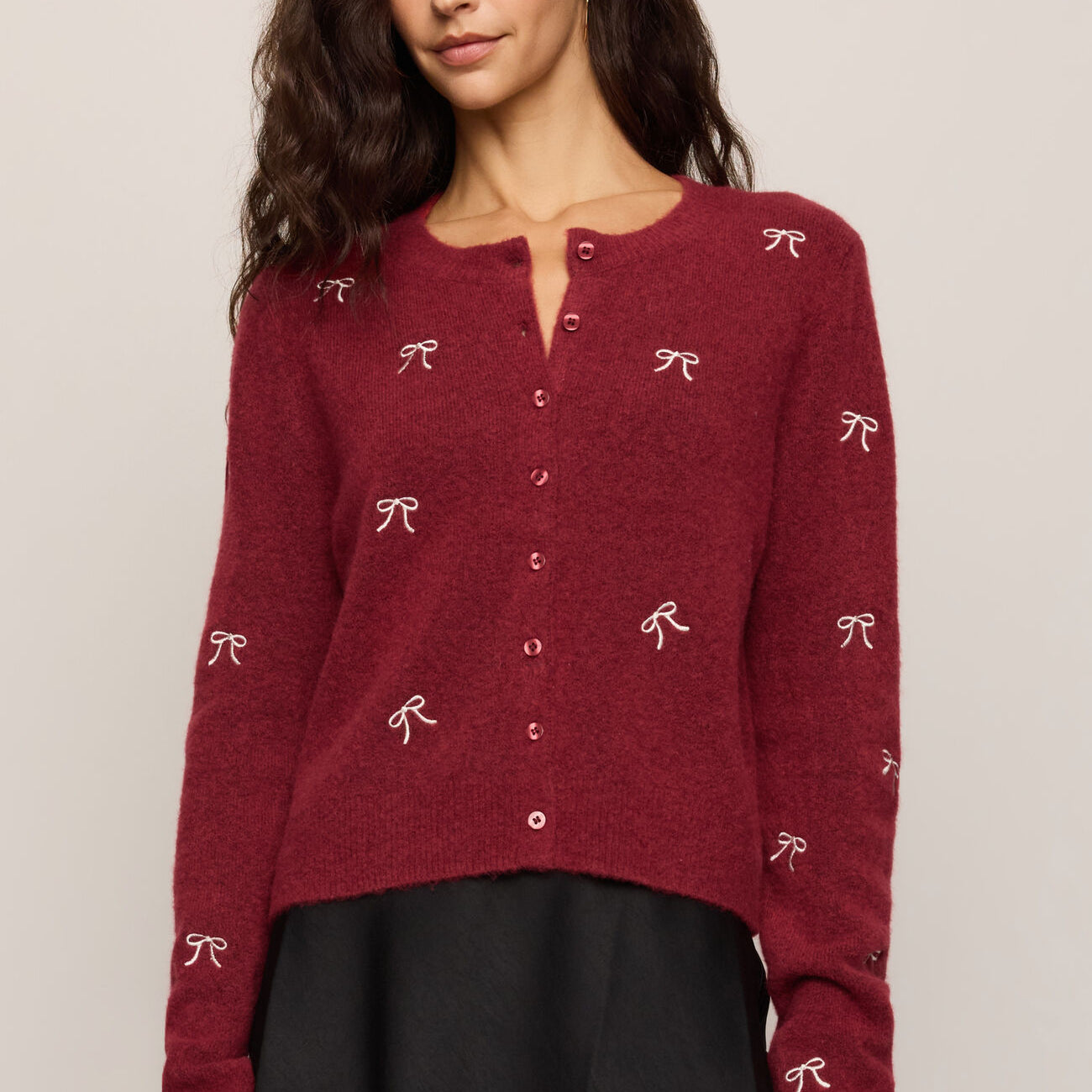 Medina Bow Cardigan | Red Dahlia