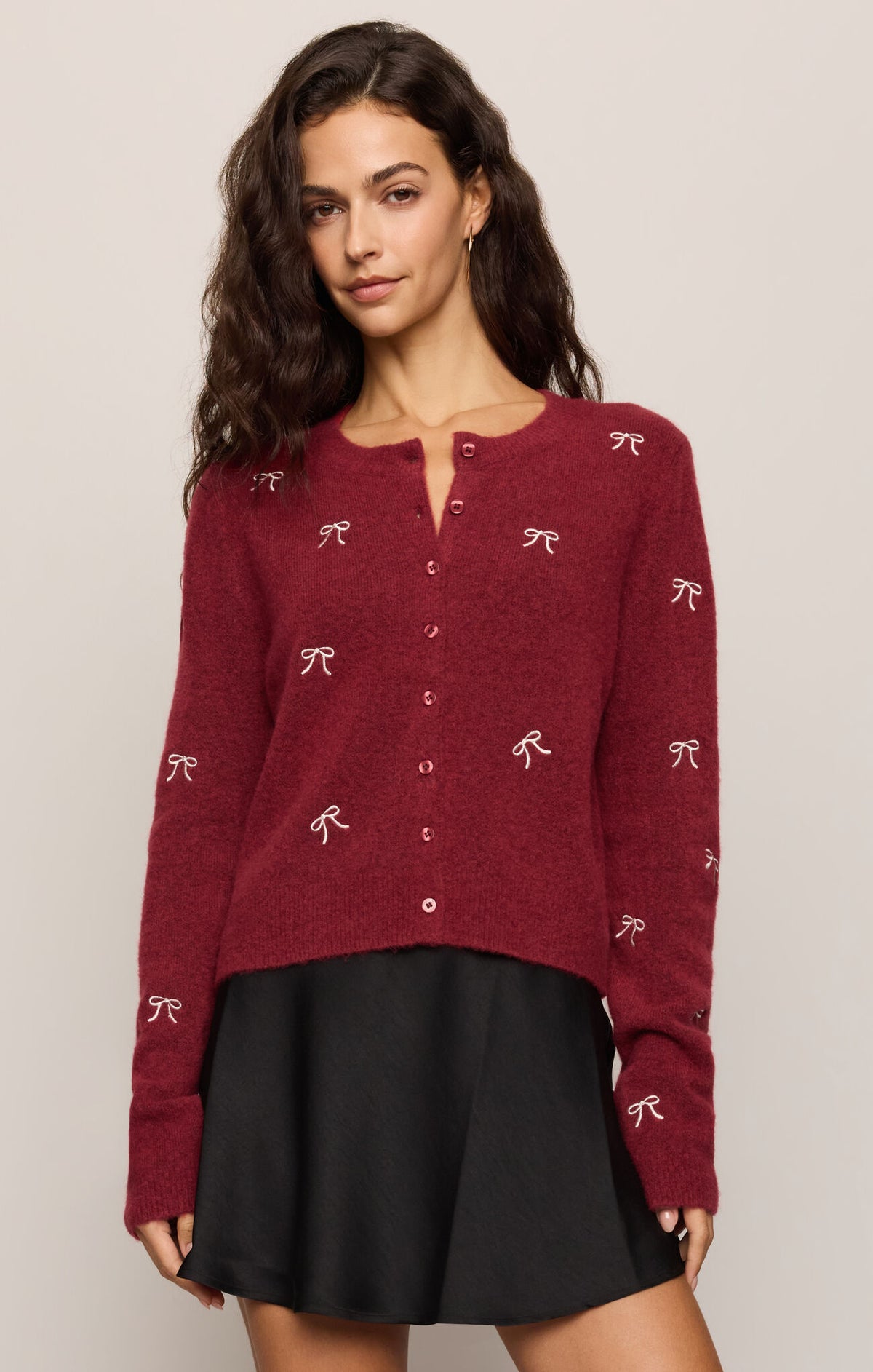 Medina Bow Cardigan | Red Dahlia