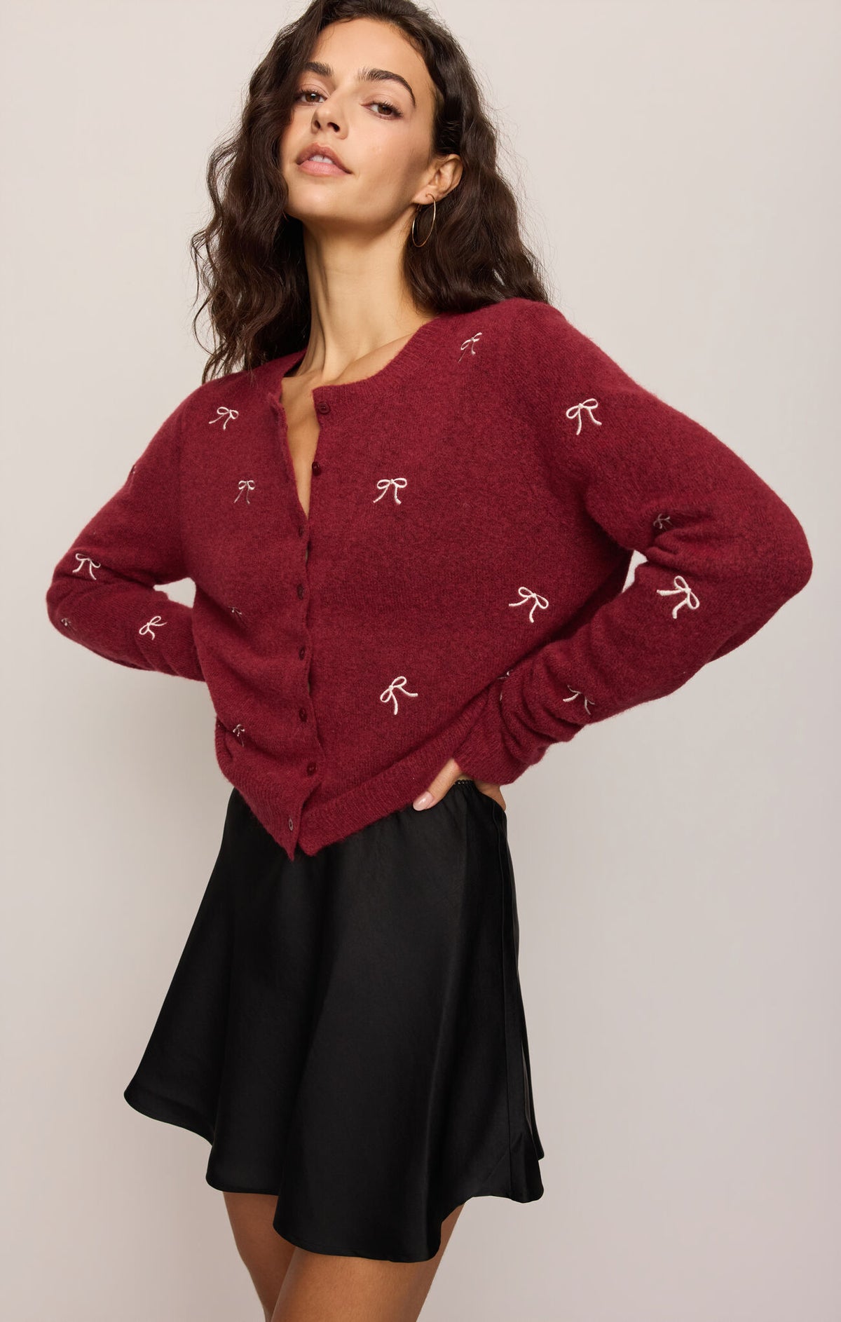 Medina Bow Cardigan | Red Dahlia