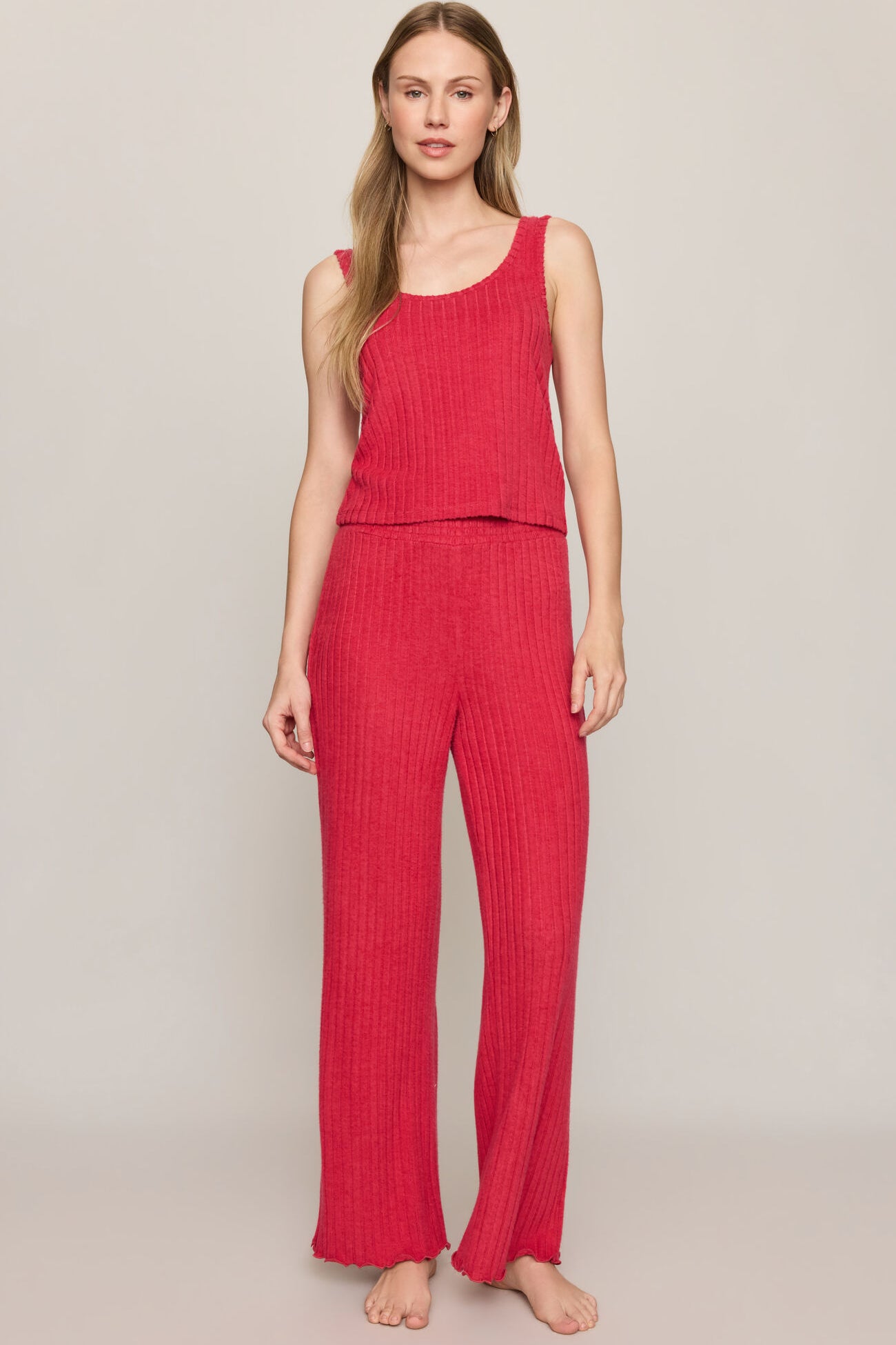 Dawn Smocked Rib Pant | Ruby Red