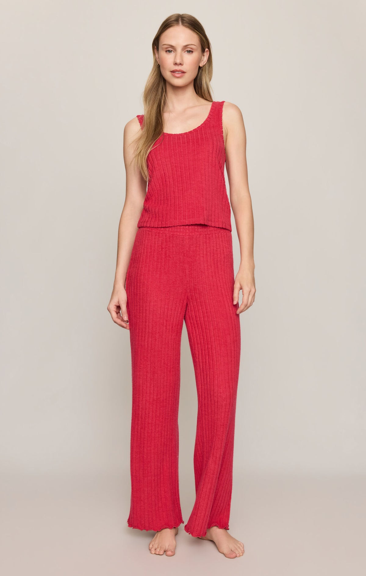 Dawn Smocked Rib Pant | Ruby Red