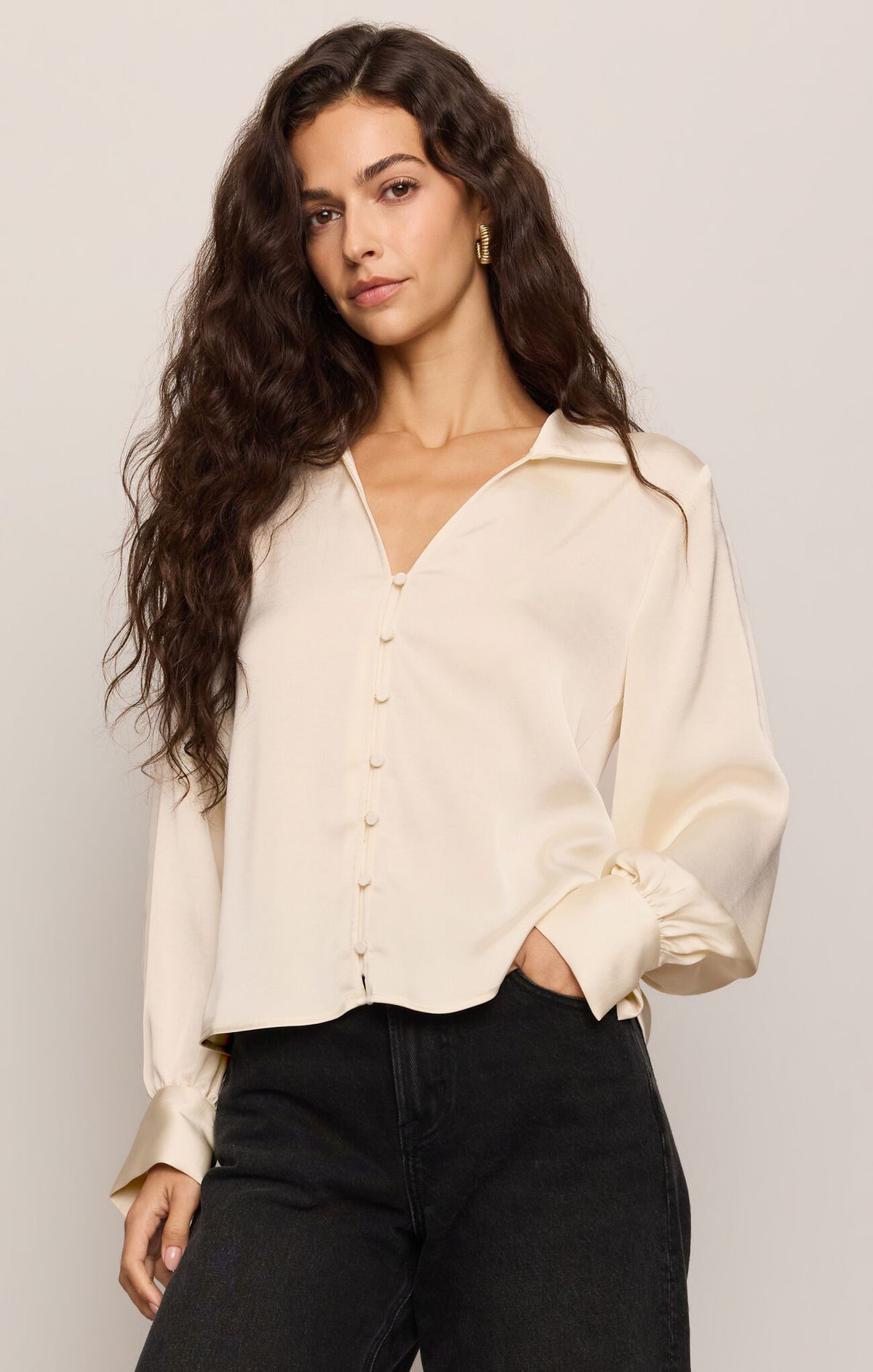 Late Night Luxe Button Up | Sandstone