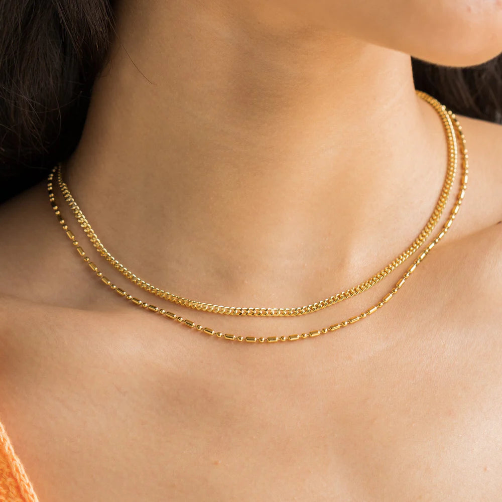 Gold Double Barrel Necklace
