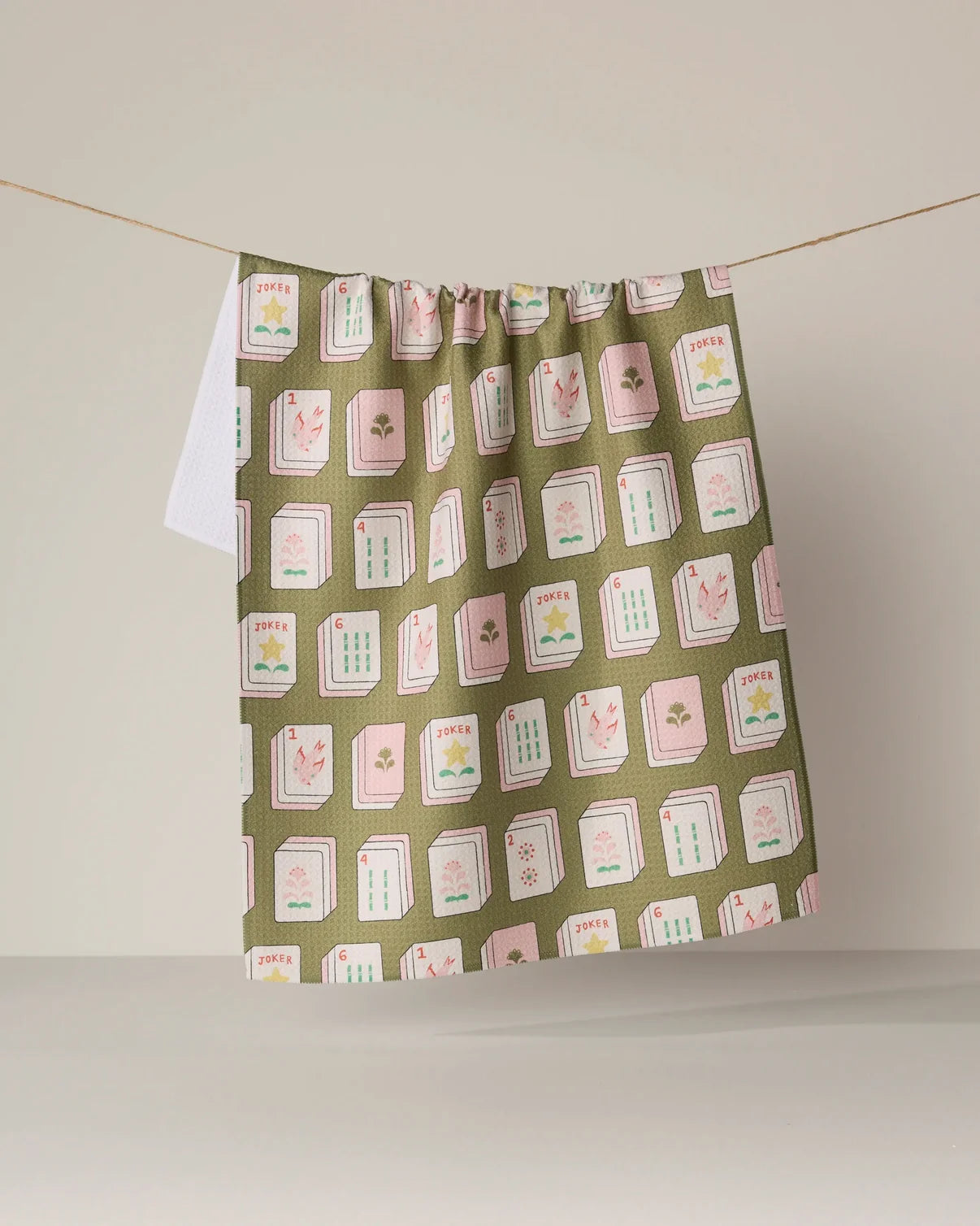 Geometry Tea Towel | Green Mahjong Tiles