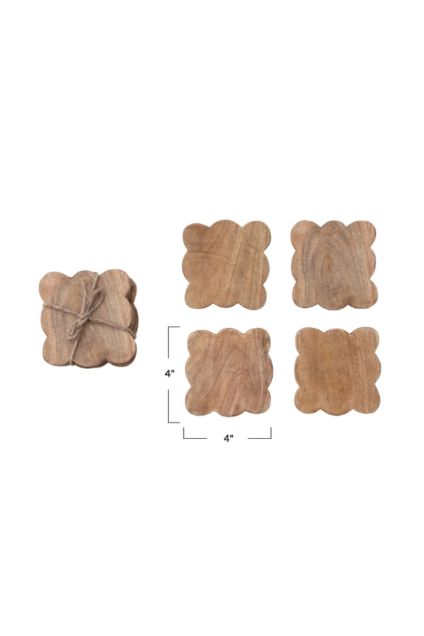 S/4 Mango Wood Coasters