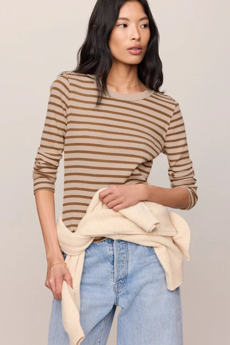Arlet Stripe Thermal Top | Saddle Suede