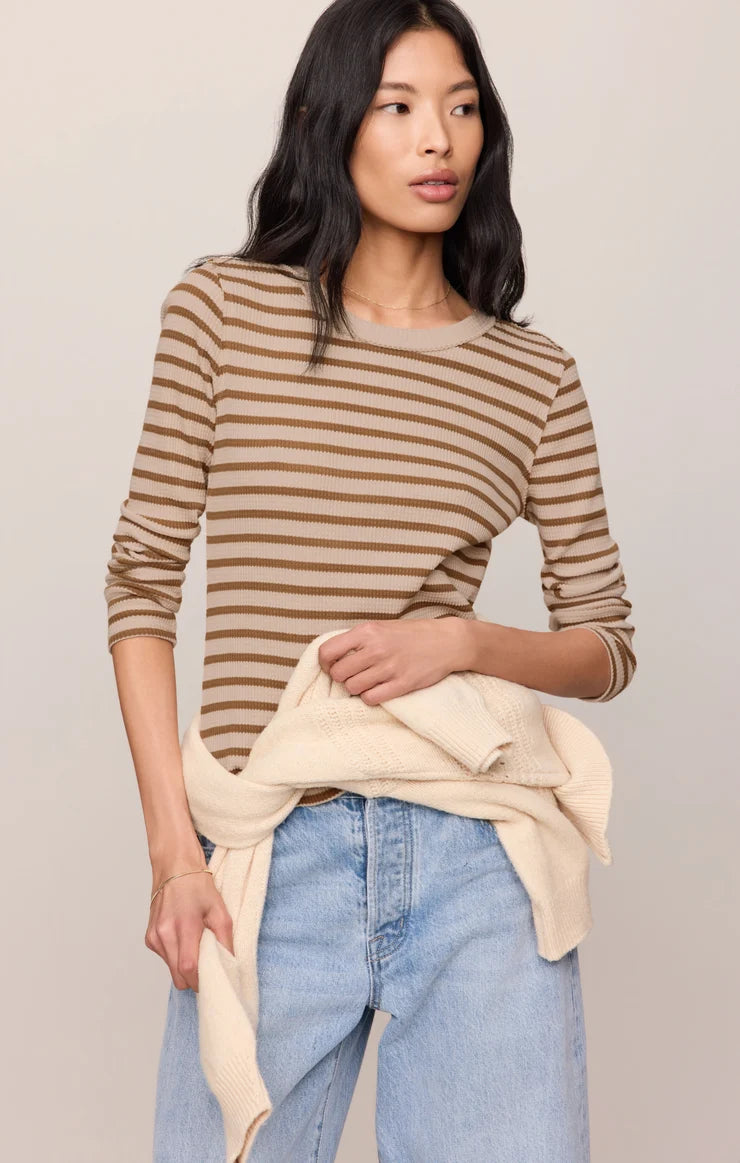 Arlet Stripe Thermal Top | Saddle Suede