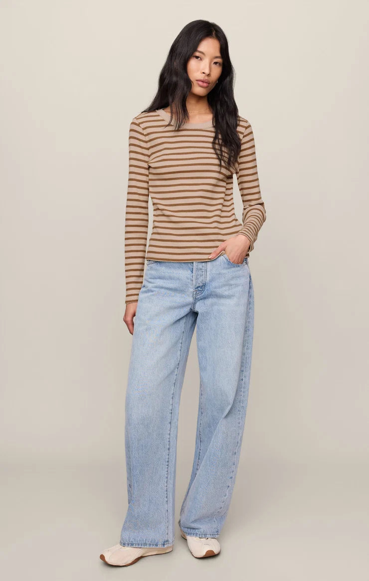 Arlet Stripe Thermal Top | Saddle Suede