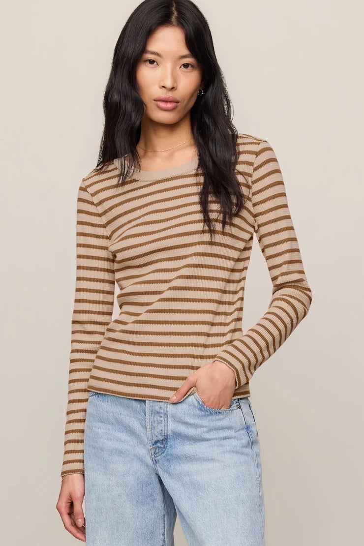 Arlet Stripe Thermal Top | Saddle Suede